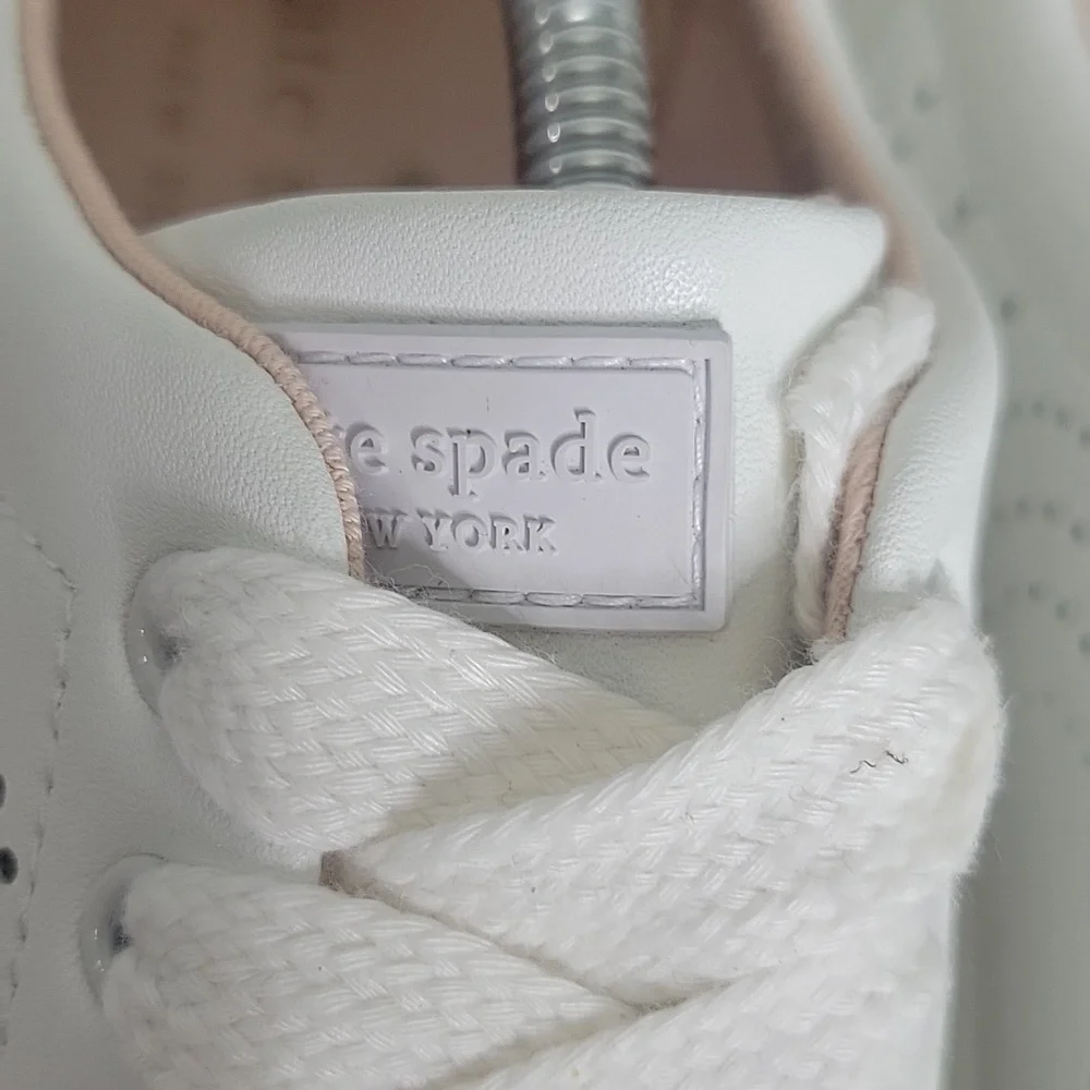Kate Spade Ashly White Leather Sneakers Size 7.5